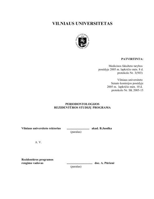 Periodontologija - VU Medicinos fakultetas - Vilniaus universitetas