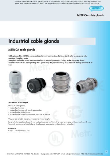 METRICA cable glands - Maryland Metrics