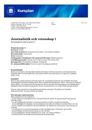 Journalistik och vetenskap 1 - UmeÃ¥ universitet