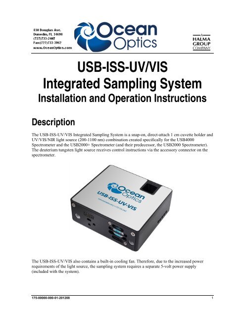 USB-ISS-UV/VIS Installation and Operation Instructions - Ocean Optics