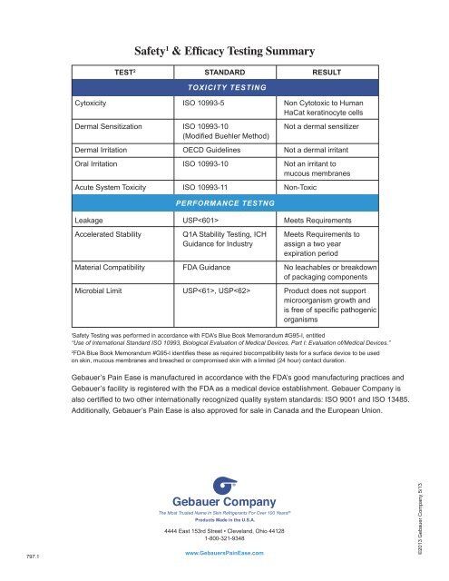 Medical Device Statement - Gebauer Company