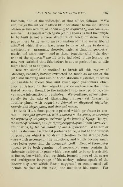 Francis Bacon and his secret society - Grand Lodge of Colorado