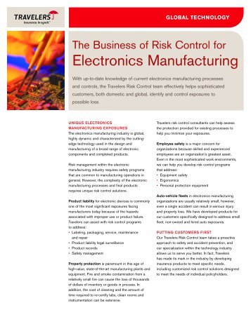 The Business Of Risk Control For Electronics Manufacturing