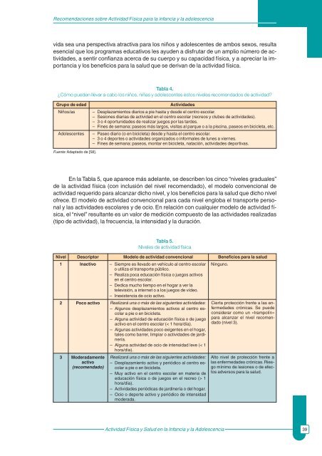 Actividad fÃ­sica y salud en la infancia y la adolescencia