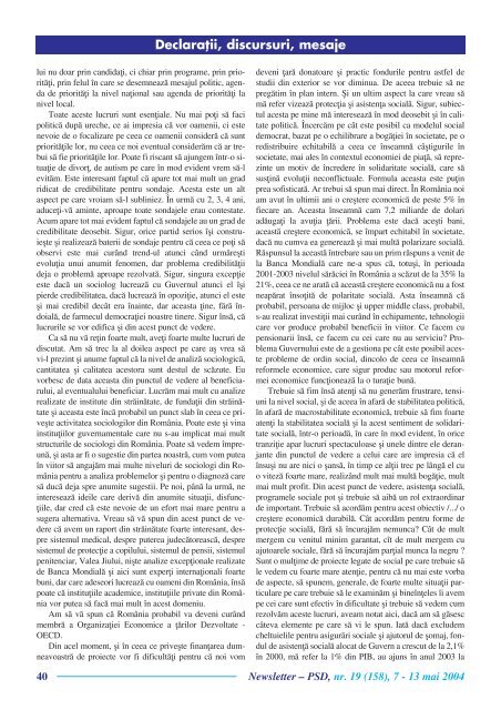 Newsletter nr. 19 - Institutul Social Democrat Ovidiu Sincai