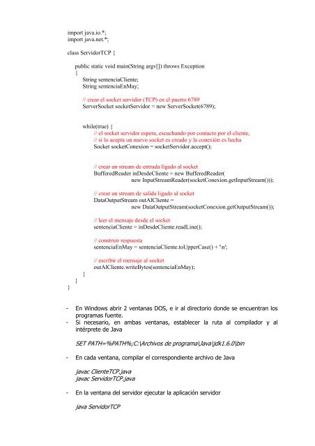 Lab 01: ProgramaciÃ³n de Sockets en TCP - IngenierÃ­a InformÃ¡tica y ...