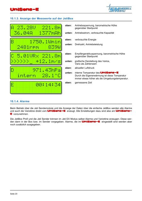 SM Anleitung UniSens-E v1.06 - SM-Modellbau