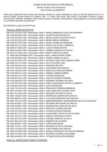 Pauta de julgamento 146 a 150 - 05 e 06/08/2013