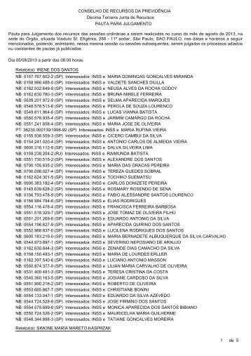 Pauta de julgamento 146 a 150 - 05 e 06/08/2013