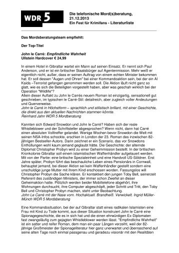 Literaturliste zur Sendung (PDF-Download: 90,1 KB) - WDR 5