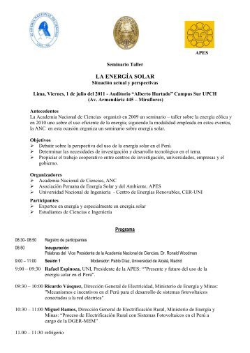 Programa Seminario - Taller ENERGIA SOLAR - 1 de julio