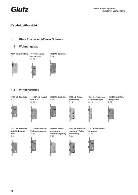 Schliesstechnik Produktbuch - Glutz