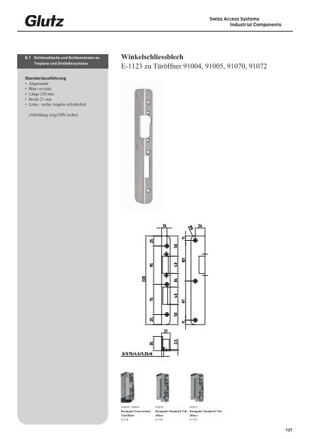 Schliesstechnik Produktbuch - Glutz