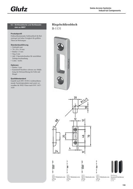 Schliesstechnik Produktbuch - Glutz