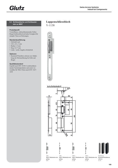 Schliesstechnik Produktbuch - Glutz