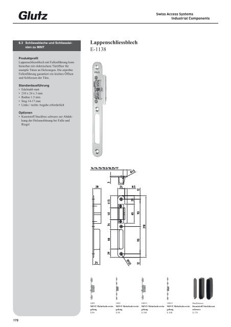 Schliesstechnik Produktbuch - Glutz