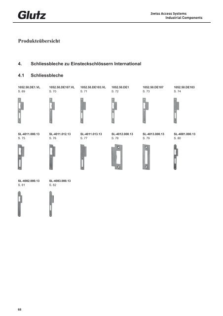 Schliesstechnik Produktbuch - Glutz