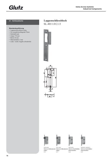 Schliesstechnik Produktbuch - Glutz