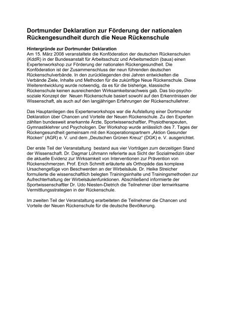 Dortmunder Deklaration zur Förderung der nationalen ...