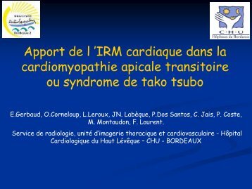 Apport de l 'IRM cardiaque dans la cardiomyopathie apicale ...