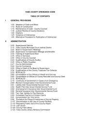 YUBA COUNTY ORDINANCE CODE TABLE OF CONTENTS I ...