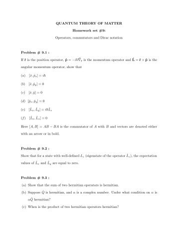 QUANTUM THEORY OF MATTER Homework set #9 - FSU Physics ...