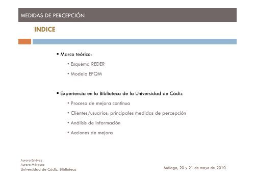 clientes/usuarios principales medidas de percepción