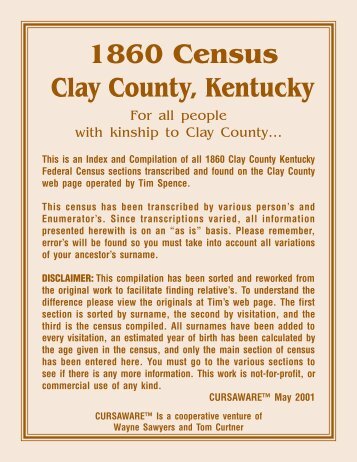 Clay County 1860 Census - RootsWeb