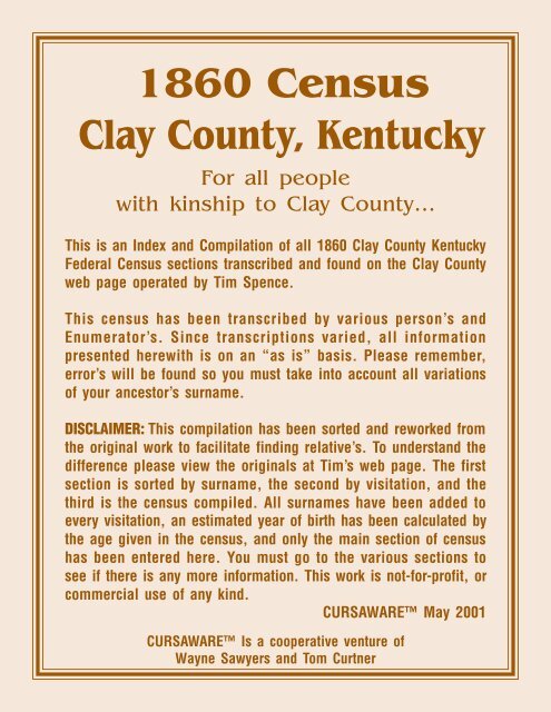 Clay County 1860 Census - RootsWeb
