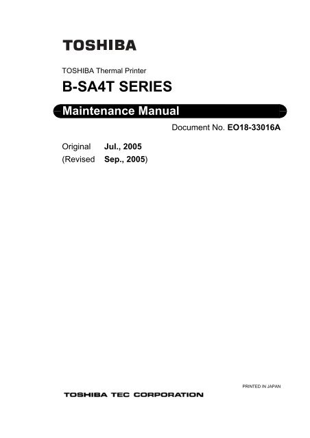 B-SA4T SERIES - TOSHIBA TEC store