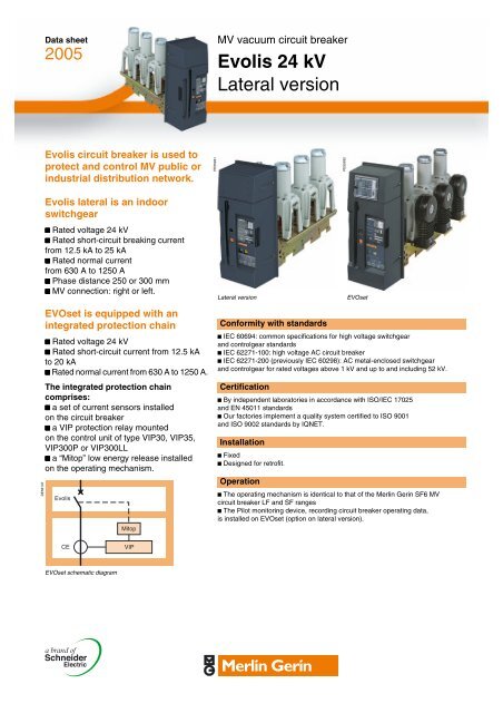 Evolis 24 Kv Lateral Version Datasheet Schneider Electric