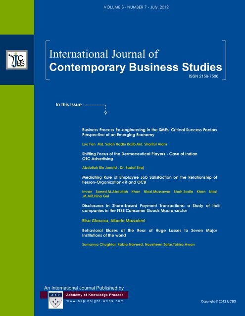 International journal of Contemporary Business Studies