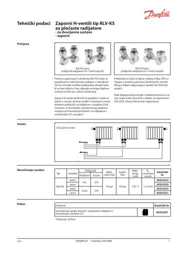 Zaporni H-ventili tip RLV-KS za pločaste radijatore - Danfoss.com