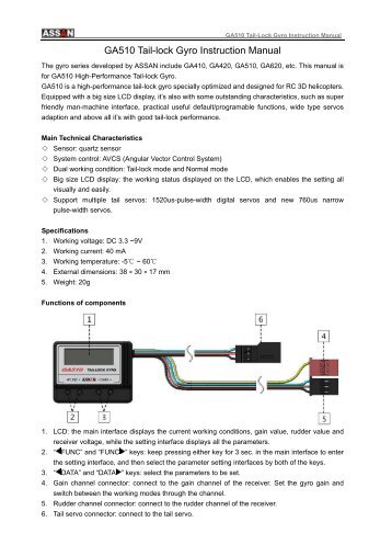 GA510 Tail-lock Gyro User's Manual - RCGroups.com