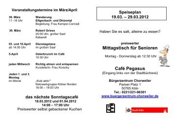 Mittagstisch für Senioren Café Pegasus - Bürgerzentrum Chorweiler