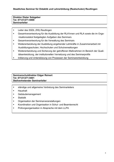 Geschäftsverteilungsplan - Staatliches Seminar Reutlingen