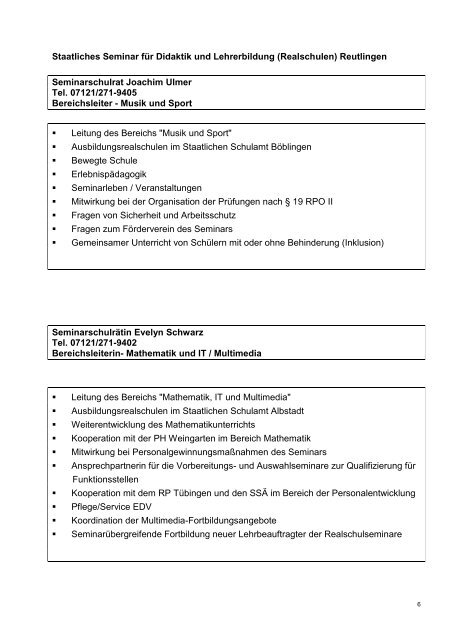 Geschäftsverteilungsplan - Staatliches Seminar Reutlingen