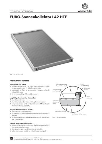 Datenblatt Wagner Flachkollektor EURO L42 HTF - Gerenda Solar