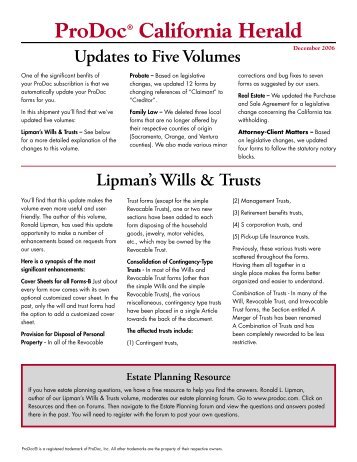 Lipman's Wills & Trusts - ProDoc