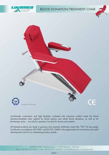 LIKAMED blood donation/treatment chair - LIKAMED GmbH