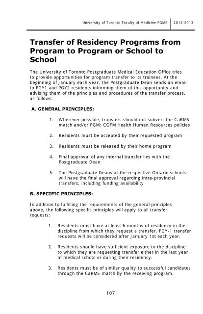 Postgraduate Medical Education Information Booklet 2012-2013