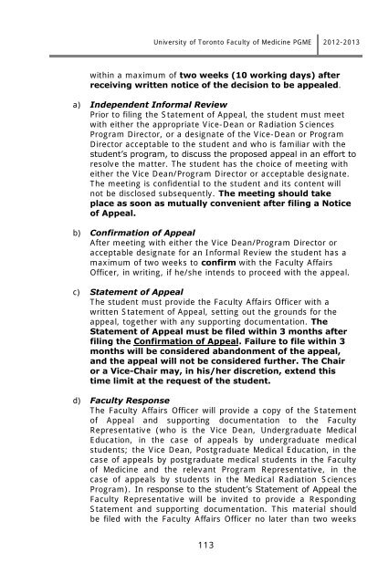 Postgraduate Medical Education Information Booklet 2012-2013