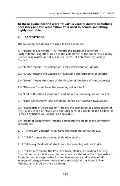 Postgraduate Medical Education Information Booklet 2012-2013