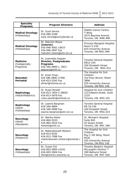 Postgraduate Medical Education Information Booklet 2012-2013