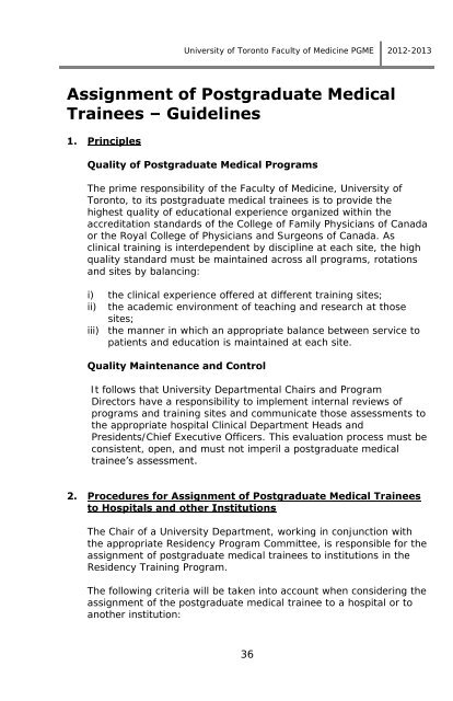 Postgraduate Medical Education Information Booklet 2012-2013