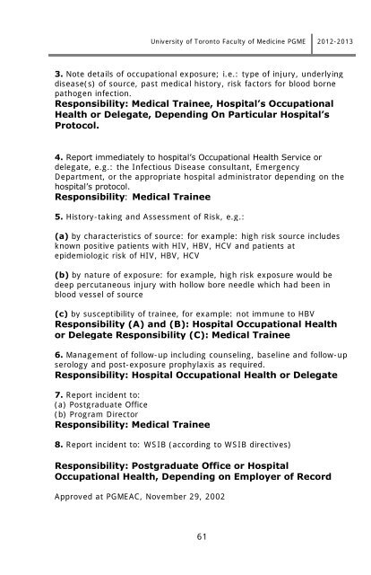 Postgraduate Medical Education Information Booklet 2012-2013