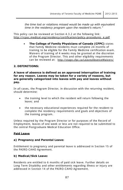 Postgraduate Medical Education Information Booklet 2012-2013