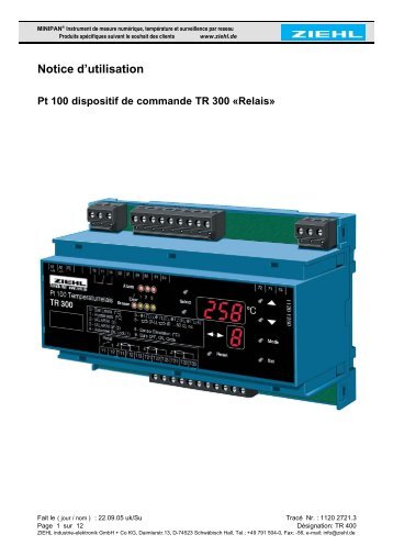 Notice d'utilisation - Ziehl industrie-elektronik GmbH + Co KG