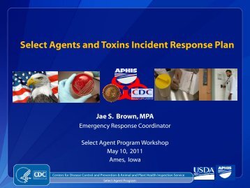 Select Agents and Toxins Incident Response Plan