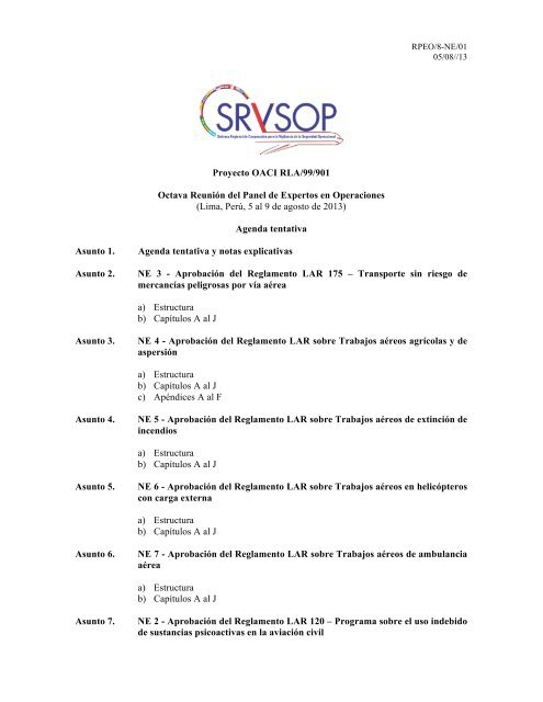 Proyecto OACI RLA/99/901 Octava ReuniÃ³n del Panel de ... - ICAO